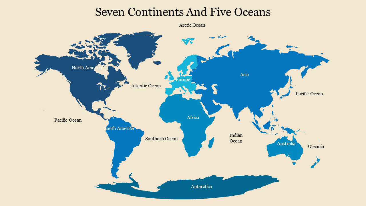 7 Continents And 5 Oceans
